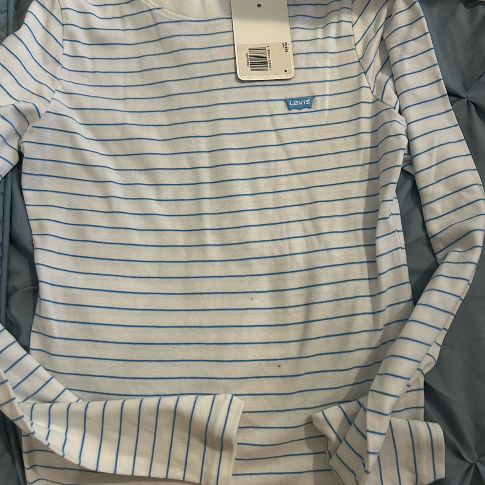 Levi's White Shirt with Blue Stripes